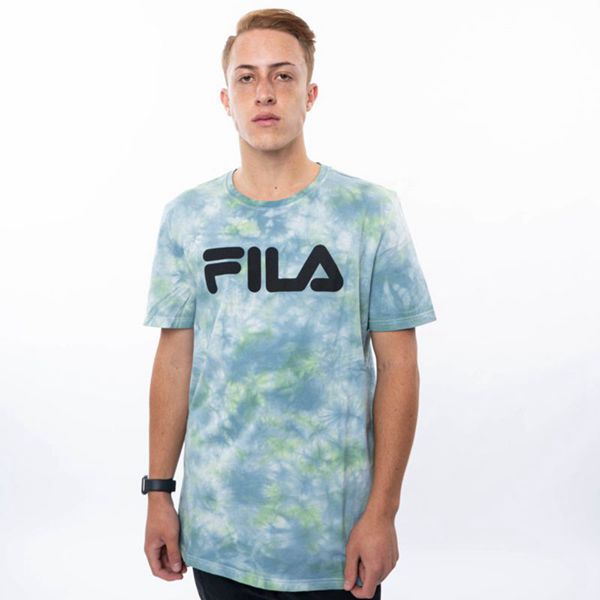 Fila Mono Deckle Tie Dye Men's T-Shirts - Blue/Navy/Grey,NZ 593-87463